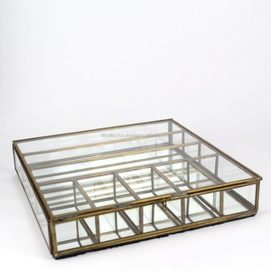 Gold Metal Glass Jewelry Storage <b>Box</b> With Lid 1-3L Capacity - Product Image 2