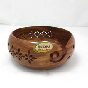 INAM HANDICRAFTS Best Quality Sheesham Wood Handmade <b>Wooden</b> Yarn Storage <b>Bowl</b> / Crochet Accessories - Product Image 1
