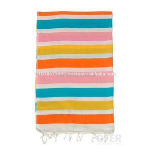 ผ้าขนหนูตุรกีทำมือเซเลอรอน,Pestemal Fouta Peshtemal ผ้าห่มผ้าขนหนู Hammam-หลากสี #1 TTSP-0001สีรุ้ง - Product Image 1