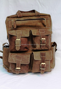 Mochila para ordenador portátil de cuero genuino hecha a mano Vintage 100%, accesorios de viaje para hombres y mujeres, bolsa de equipaje, ropa de moda de tendencia - Product Image 5
