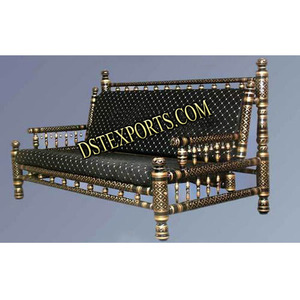 Canapé deux places moderne noir pour mariage Sankheda Meubles en bois de teck - Product Image 1