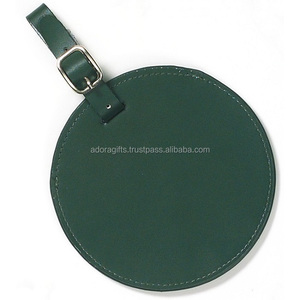 Étiquette ronde en cuir avec étiquette de bagage à l'intérieur de la ligne pour l'identification - Product Image 1