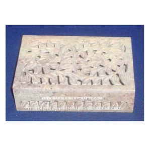 Decorative Soapstone Jewelry Storage <b>Box</b> In Rectangle Shape With Best <b>Floral</b> Design Natural Soapstone <b>Box</b> For Home Decoration - Product Image 1