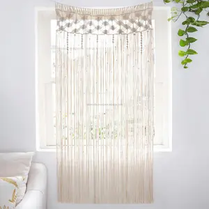 India Supplier Embroidery 100% Cotton Cord Net Macrame Lace Curtain