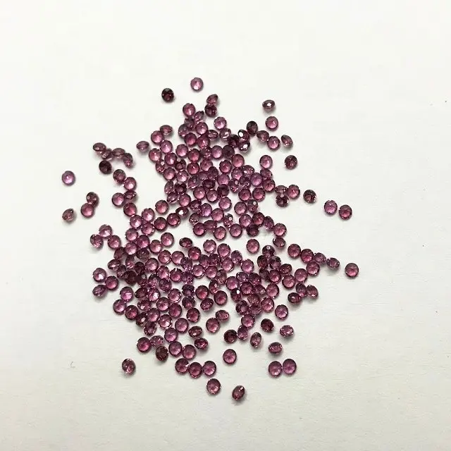 Penjualan paling laris batu mulia Semi 1.75mm batu permata longgar potongan bulat segi Rhodolite ungu alami dengan harga grosir