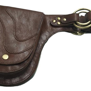 Bolsa de cinturón de cuero genuino de piel de vaca con hebilla de acero - Product Image 1