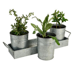 Ensemble de 3 Pots avec plateau, casseroles et Pot à fleurs de ferme, en étain - Product Image 1