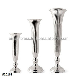 Aluminum Floor Vase Large Size Modern Flowers Vase Silver Plated Metal Decorative <b>Trumpet</b> Vase Set of 5 Decorative - Product Image 4