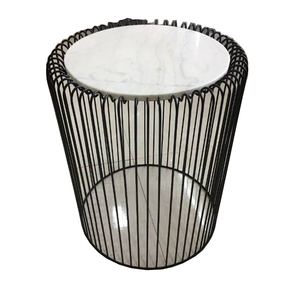 Mesita de noche de mármol moderna y versátil, característica fija de alambre de hierro para el hogar o la oficina, muebles de sala de estar - Product Image 1