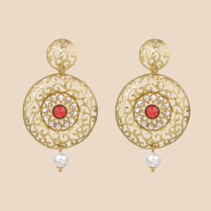 Boucles d'oreilles ethniques occidentales plaquées Mehndi - 8191 - Product Image 1