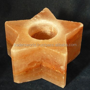 100% ใส่เกลือหิมาลัยบริสุทธิ์เทียนชารูปดาวแกะสลักแบบเคร่งศาสนาเชิงเทียนงานประดิษฐ์ทำจากธรรมชาติ - Product Image 2