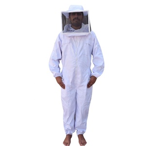 Traje de apicultor de algodón blanco con sombrero de velo de estilo cuadrado | Proveedor de trajes y chaquetas de Apicultura - Product Image 1