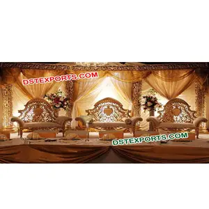 Indian Wedding Golden Furniture SetWedding Designer Carved Sofa SetWedding Beautiful Latest Furniture