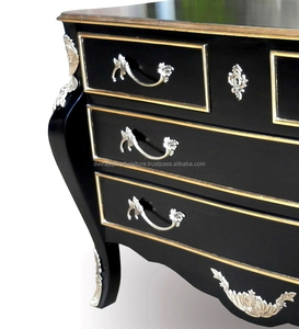 Muebles para el hogar-muebles de madera Oro Negro Bombay de 4 cajones de estilo francés - Product Image 6