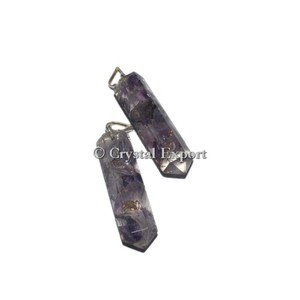 Colgante de lápiz de orgonita de ágata y amatista Diseño elegante y único con piedra principal - Product Image 1