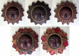 Best-Selling Handcrafted <b>Wooden</b> Sleeping Sun Wall Hanging Mask Religious Art Decoration Nepal Wholesale Price Perfect Gift Item - Product Image 3
