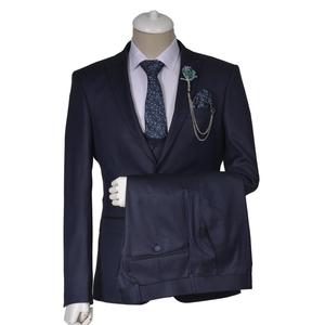 Tissu en laine bleu marine de haute qualité pour hommes, conception italienne, costume de mariage, mode de vente chaude - Product Image 6