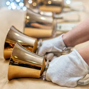 <b>Antique</b> Imitation <b>Brass</b> Hand Bells Metal Casting Technique with Polished Finish for Souvenirs - Product Image 1