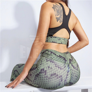 ใหม่ชุดออกกำลังกายผู้หญิงลายหนังงูชุดวอร์มพิมพ์ลายแฟชั่นเสื้อกล้ามกันกระแทกเอวสูงเลกกิ้ง2ชิ้น - Product Image 5