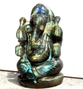 Pequeño señor Ganesha labradorita grado piedra preciosa estatua hecha a mano Feng Shui Rudra gemas estatuilla grabado decoración del hogar - Product Image 2