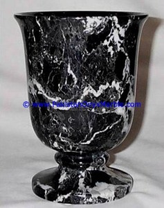 MARBLE WINE GLASSES <b>GOBLETS</b> SET BLACK ZEBRA GENUINE - Product Image 6