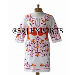 Premium Mexican Style Peacock Love Birds Embroidered Bohemian Midi Dress Wholesale Price High Quality Mexican Bird Beach Tunic - Product Image 5