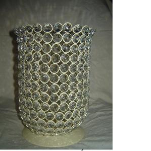 Ivory Crystal Wedding/Party Decoration Metal <b>Hurricane</b> Candleholder Pillar <b>Vase</b> on Sale - Product Image 1