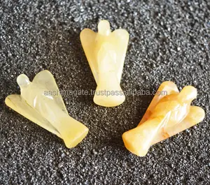 צהוב ירקן 2 אינץ מלאכים סיטונאי קריסטל מלאכות גילוף טבעי אבנים צלמיות רייקי סלעים Faiy מינרלים פנג שואי מלאכים