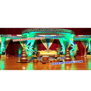 Royal Peacock Wedding Mandap Set FRP Nuevo diseño Seis pilares Pagoda de fibra para Vivah Durable Elegante fibra Decoraciones DE BODA Reino Unido - Product Image 1