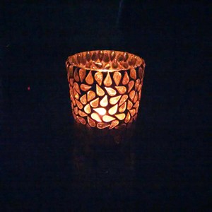 Bougeoir votif en mosaïque de verre et métal de style Ins fait à la main pour centre de table de mariage ou décoration de Noël à la maison - Product Image 5