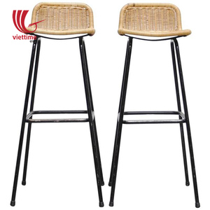 Tabouret de bar en rotin / Chaise de bar tissée naturelle - Product Image 5