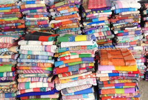 Balajee authentique Style indien Vintage Kantha couette bohème Patchwork Sari multicolores fait à la main coton lourd hôtel lit jeter - Product Image 1