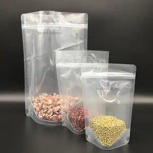 Magazzino 100g di plastica trasparente stand up pouch sacchetti per il tè in polvere di spezie imballaggio per il commercio all'ingrosso