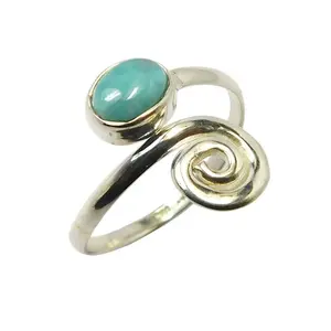 Đẹp chính hãng màu xanh larimar đá quý Vòng 925 Sterling bạc trang sức cho nam giới và phụ nữ