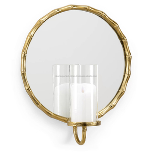 Miroir applique murale or moderne décoratif bougeoir luxe décoration de la maison amovible verre cylindre noël écologique - Product Image 1