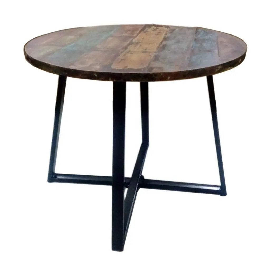 Круглый журнальный столик из переработанного дерева в винтажном стиле для гостиной, мебель по индивидуальному заказу