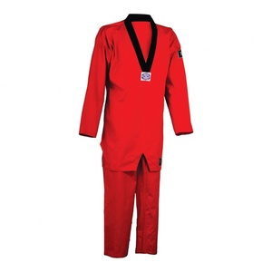 Nueva venta al por mayor de encargo estilo de artes marciales uniformes taekwondo V-cuello gi dobok - Product Image 6