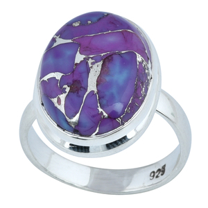 Anillo de Plata de Ley 925 con piedras preciosas turquesa de cobre púrpura multicolor con joyería chapada en plata Anillo de moda para mujer. - Product Image 2