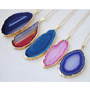 Natural Colorful Agate jasper Slice Crystal <b>Charms</b> 925 Sterling <b>Silver</b> Classic Unisex with Different Sizes - Product Image 5