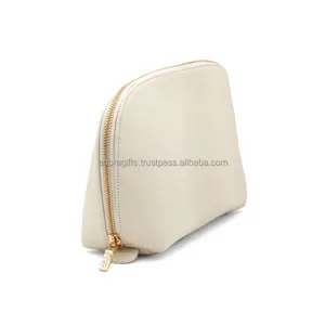 India supplier wholesale genuine leather cosmetic bag for ladies travel makeup bags