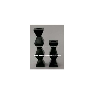 ที่ใส่เทียนหินสบู่สีดำทรงกลมทำมือสำหรับตกแต่งบ้าน - Product Image 1