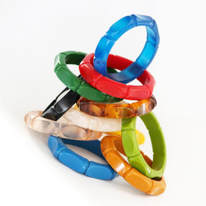 Pulsera de resina tallada, joyería hecha a mano, diseño de bambú azul - Product Image 5