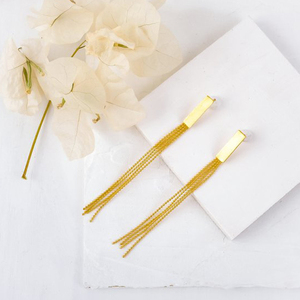 Minimaliste Femmes Longue Chaîne Goujon de Fête De Mariage de Conception Boucles D'oreilles - Product Image 2