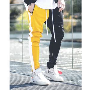 2023 <b>Men's</b> Stripe Panel Fitness Pants Custom Nylon Breathable Cotton Track Pant with Spandex Casual Workout Joggers Wholesale - Product Image 3