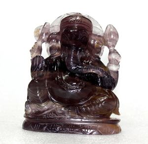 Fluorita hecha a mano Ganesha Escultura Piedras Naturales Piedra de cristal semipreciosa para curar Fluoite Natural Tallado - Product Image 2