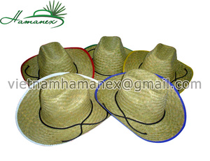 หมวกฟางหญ้าทะเลหมวกคาวบอยใบปาล์มธรรมชาติปรับขนาดได้ - Product Image 4