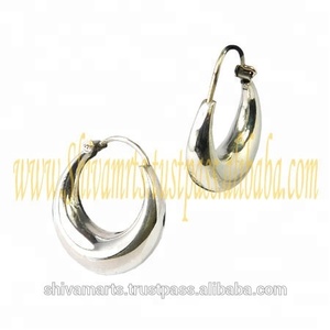 ต่างหูห่วงเงิน925ทึบสไตล์วินเทจหรูหราเครื่องประดับแฟชั่นอินเดียทำด้วยมือสำหรับเด็กผู้หญิงสำหรับงานเลี้ยงและเครื่องประดับของขวัญ - Product Image 2