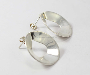 Boucle d'oreilles en argent Sterling 925, bijoux gravés simples, fait à la main, vente en gros, prix d'usine - Product Image 2