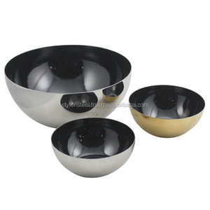 ชามผสมสลัดผักในครัวชามสลัดโลหะทรงกลมทำจากโลหะเคลือบสีดำด้านใน - Product Image 1