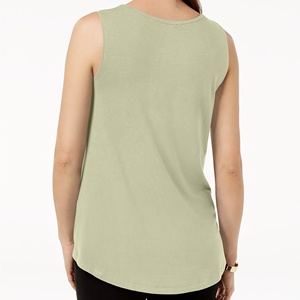 Camiseta sin mangas de encaje de punto de talla grande de alta calidad para mujer para entrenamiento Yoga 100% algodón transpirable de secado rápido Tops - Product Image 4